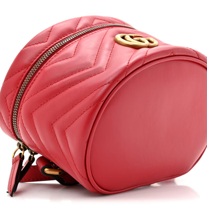 Gucci Calfskin Matelasse Mini GG Marmont Round Backpack Hibiscus Red 10 of 11