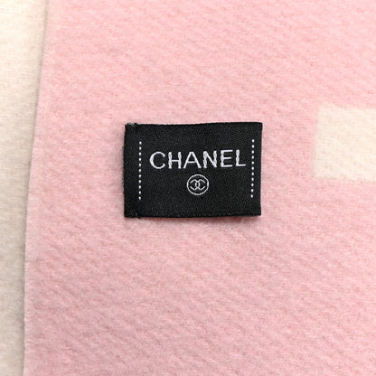 Chanel Cashmere CC Fringe Stole Pink White 3 of 6