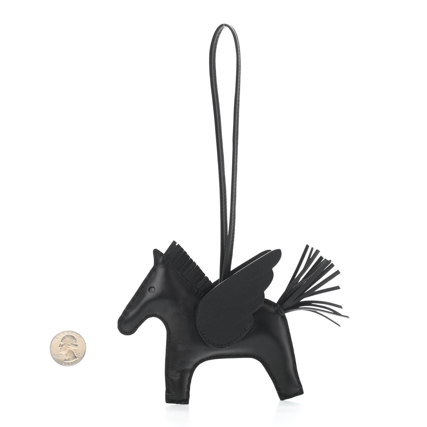 Hermes Milo Lambskin Grigri Rodeo Pegase Horse Bag Charm MM So Black 2 of 4