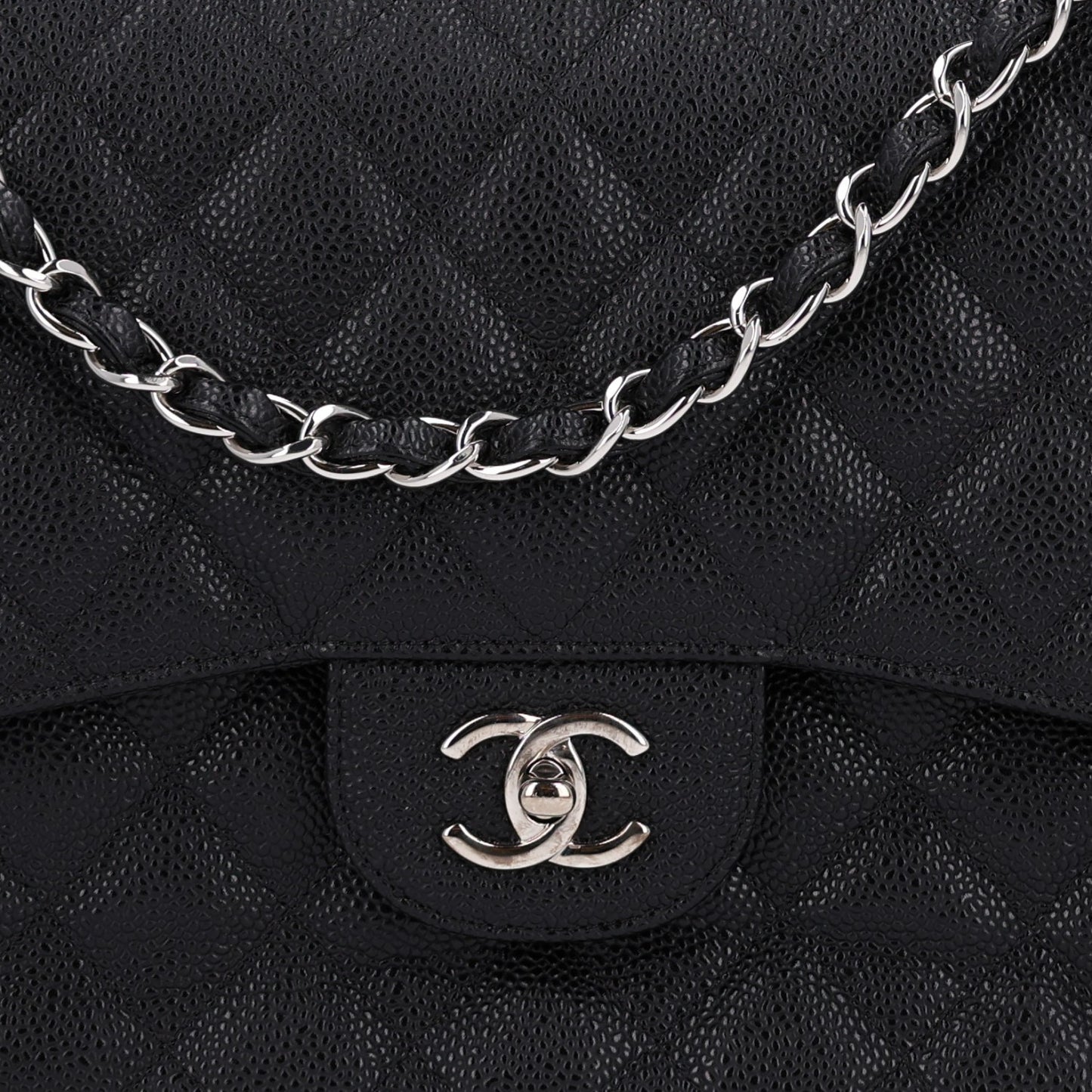 Caviar Quilted Jumbo Double Flap Black