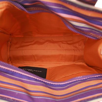 Marc Jacobs Cotton Canvas Striped Medium The Traveler Tote Bag Purple 5 of 13