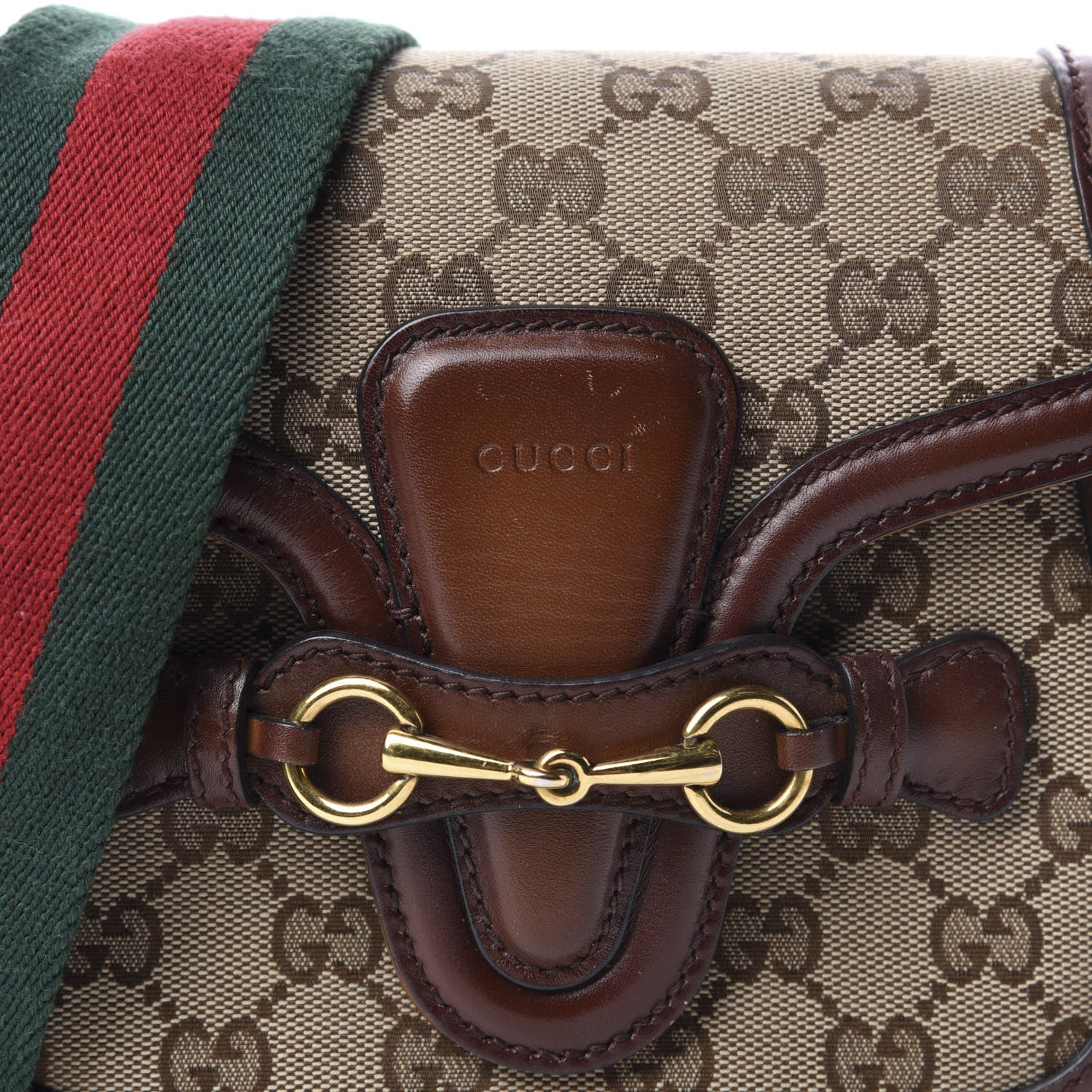 Gucci Monogram Small Lady Web Shoulder Bag Beige Cuir 12 of 12