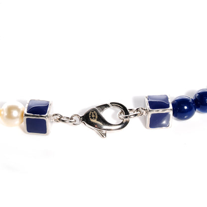 Chanel Pearl CC Long Necklace Pearly White Blue 5 of 6