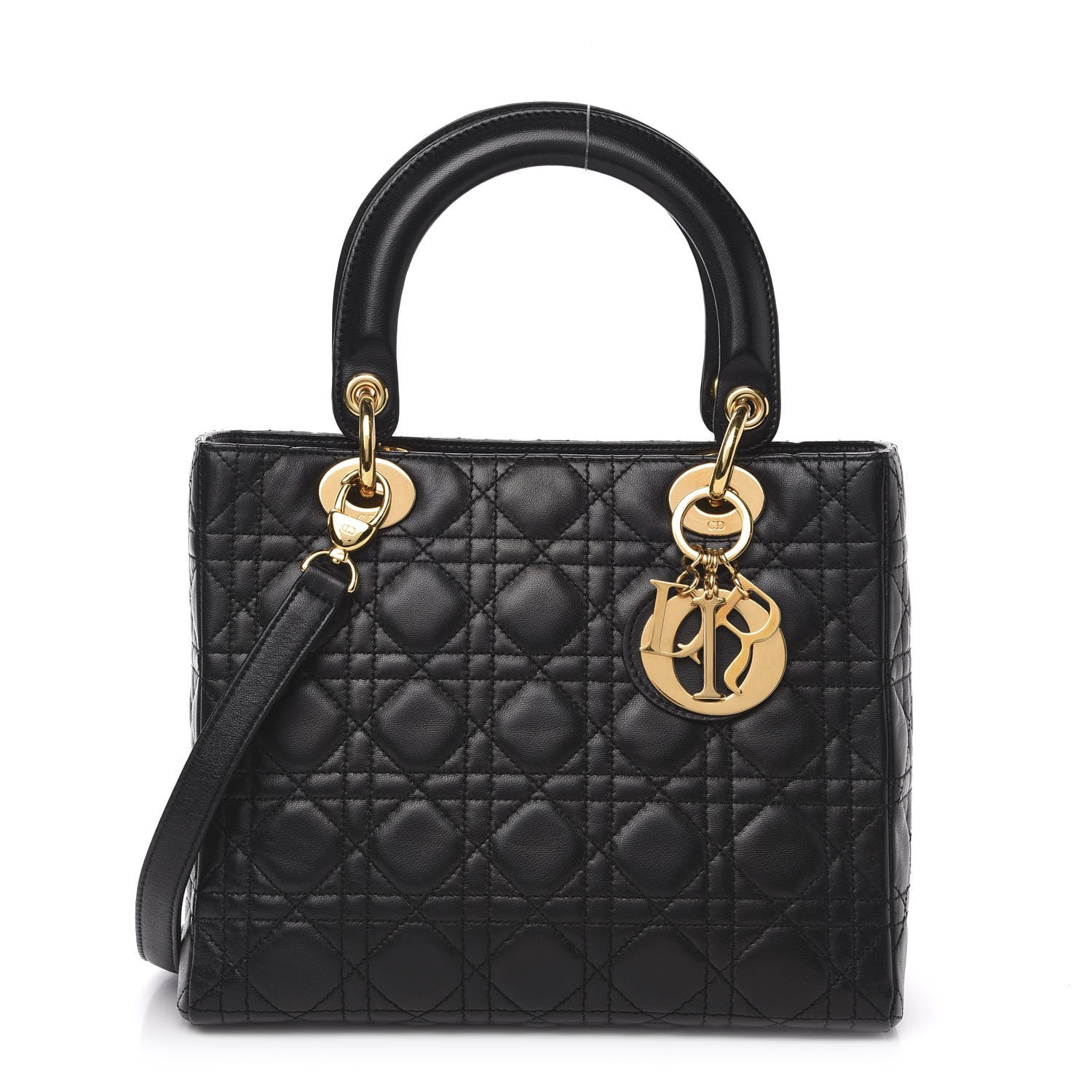 Christian Dior Lambskin Cannage Medium Lady Dior Black 1 of 11