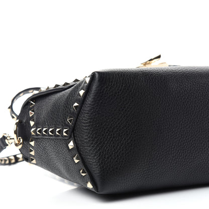 Valentino Garavani Pebbled Calfskin Rockstud Single Handle Flap Bag Black 7 of 9