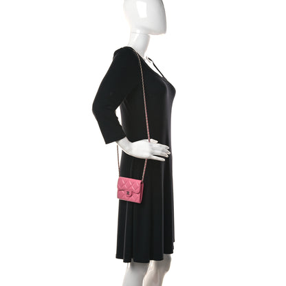 Chanel Lambskin Quilted Flap Card Holder On Chain Pink 2 of 12