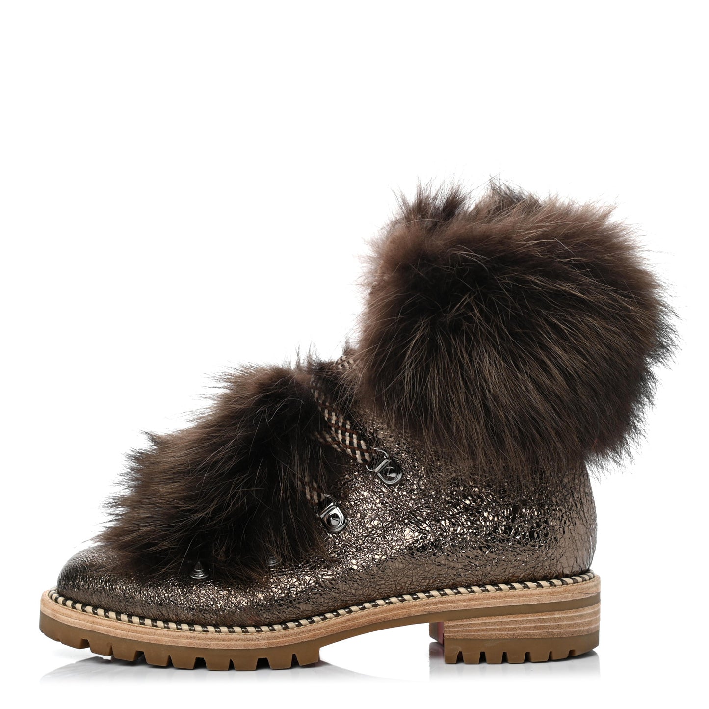 Metallic Specchio Fanny Flat Fur Boots 38 Roche
