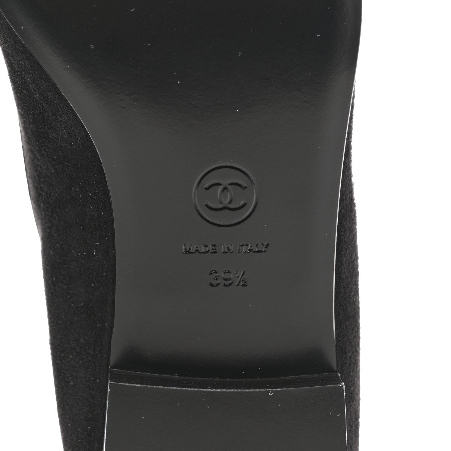Chanel Suede Kidskin Lambskin Patent Calfskin Cap Toe CC Mary Jane Flats 39.5 Black 8 of 9