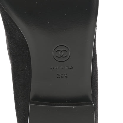 Chanel Suede Kidskin Lambskin Patent Calfskin Cap Toe CC Mary Jane Flats 39.5 Black 8 of 9