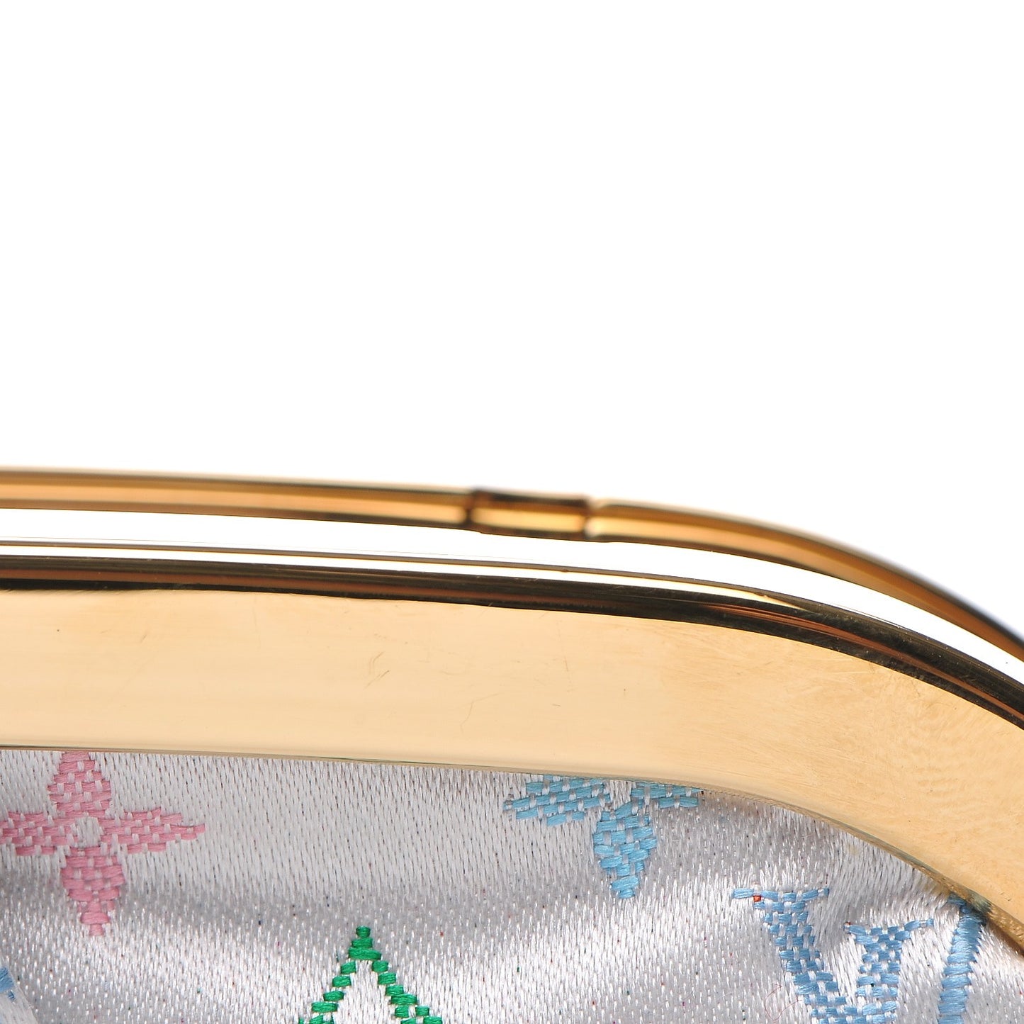 Satin Monogram Multicolor Aumoniere Clutch White