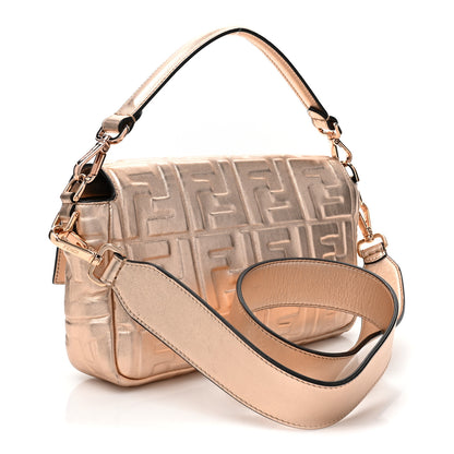 Fendi Vitello Laminato FF 1974 Embossed Baguette Rame 3 of 8
