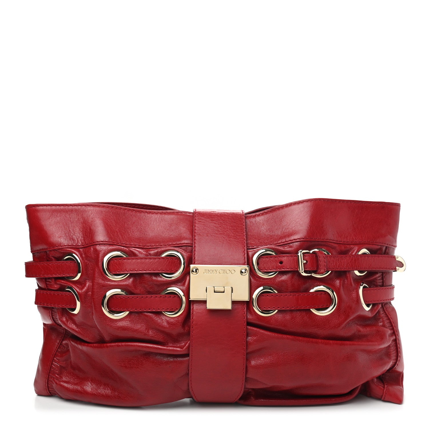 Jimmy Choo Calfskin Convertible Rio Oversized Clutch Red 1 of 7