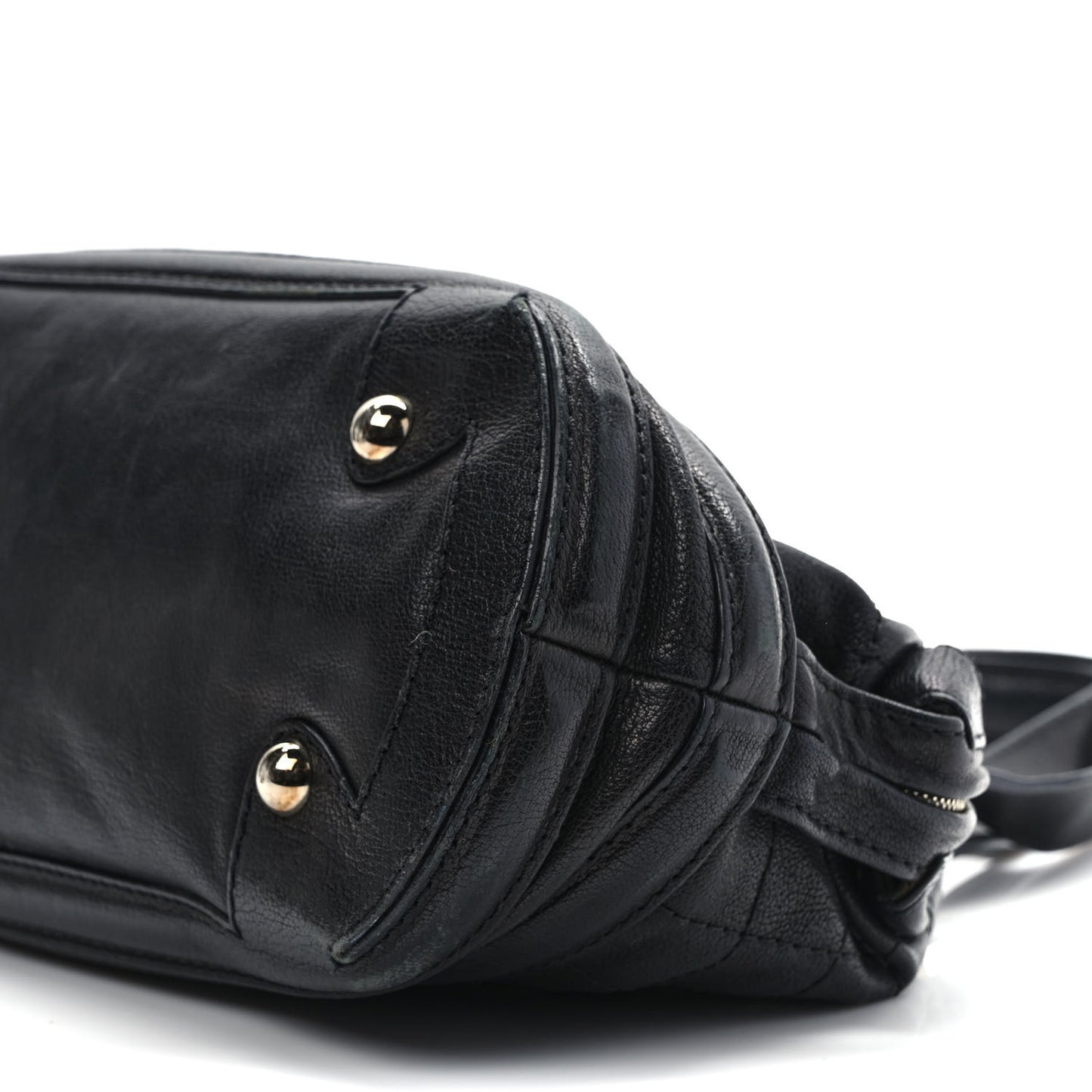Goatskin Square Stitch Essential Bowler Black