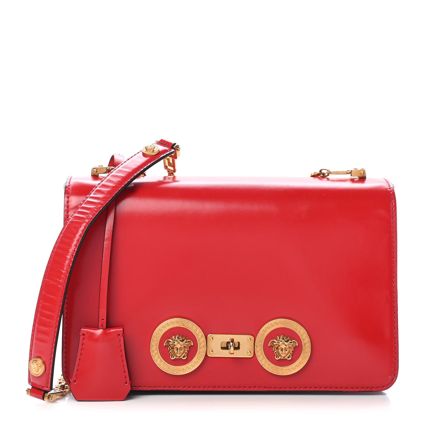 Calfskin Medallion Tribute Shoulder Bag Red