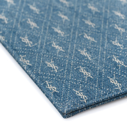 Saint Laurent Denim Suede All-Over Monogram Pouch Blue 7 of 9