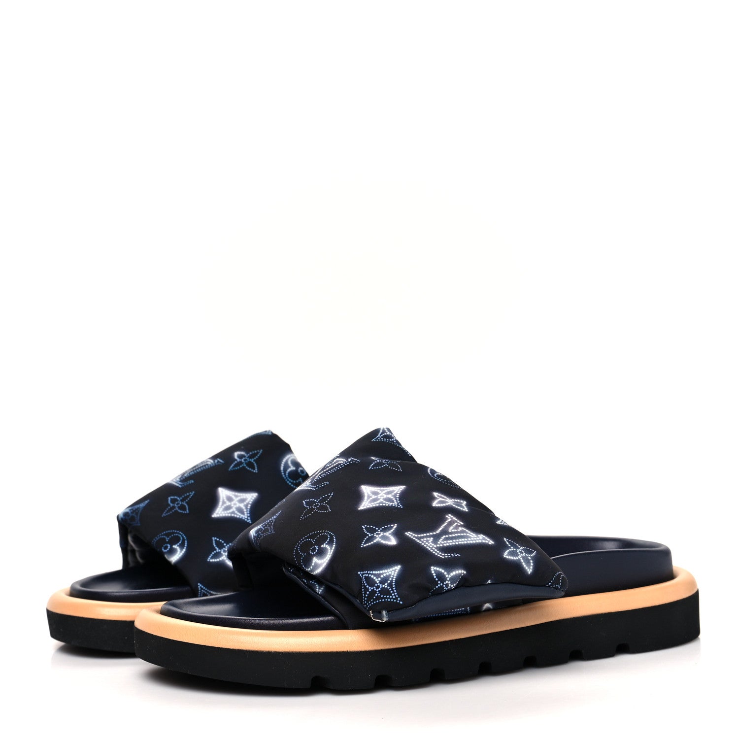 Louis Vuitton Nylon Monogram Womens Pool Pillow Comfort Mules 36 Navy Blue 3 of 9