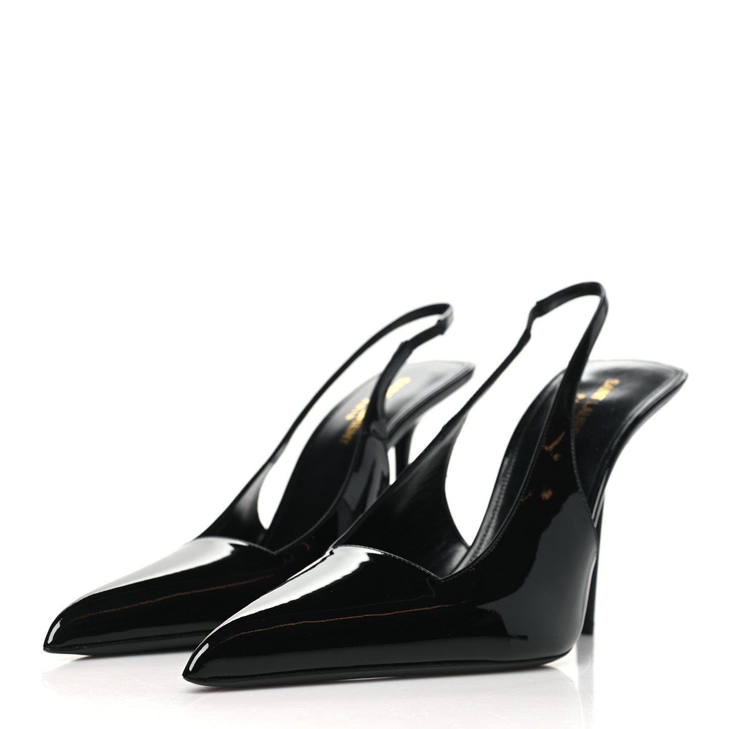 Patent Calfskin Kiss 105 Slingback Pumps 40 Black