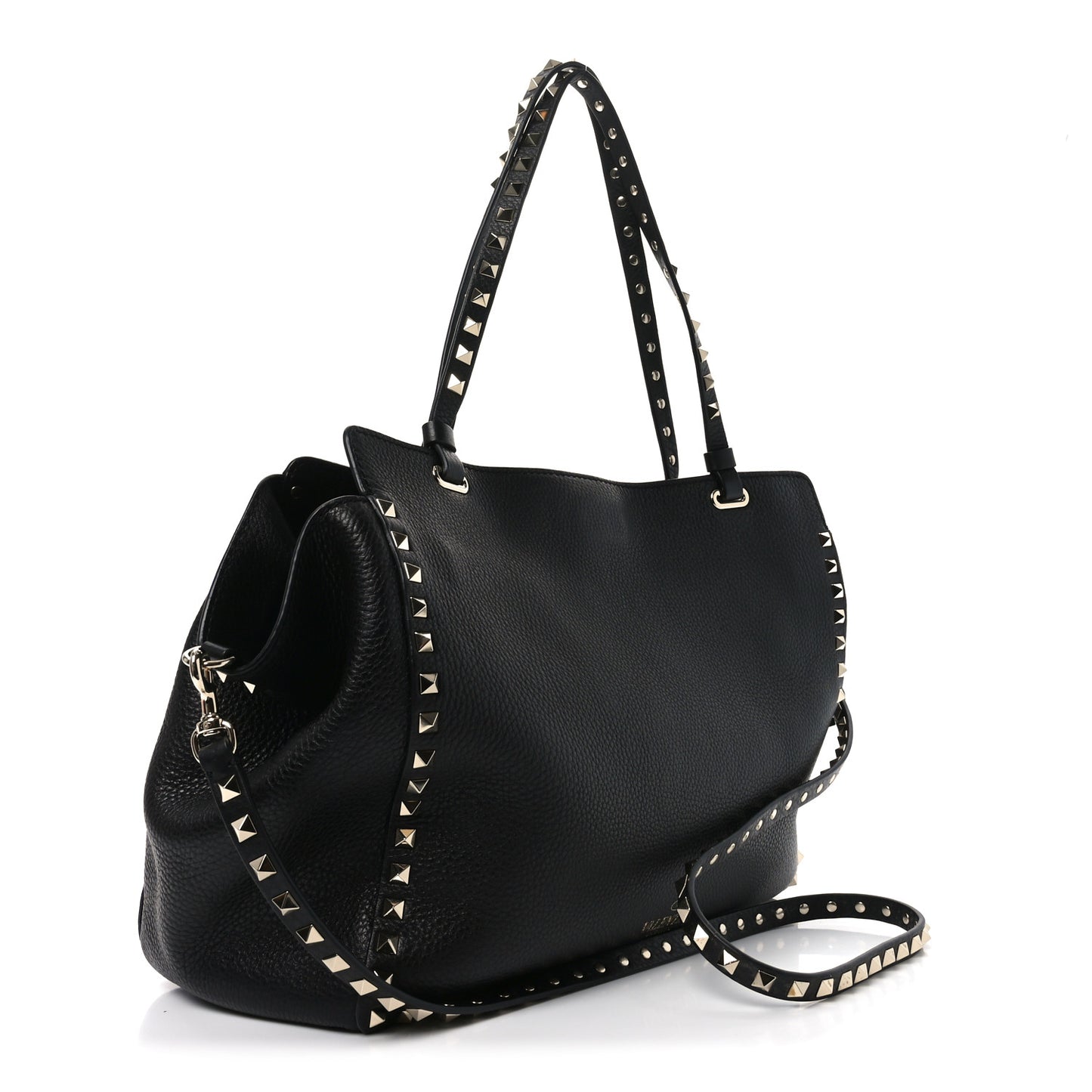 Vitello Medium Rockstud Tote Black