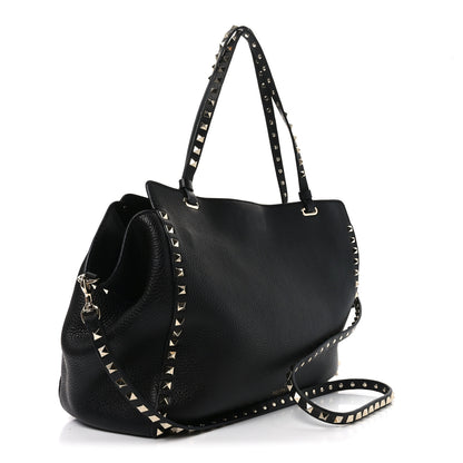 Valentino Garavani Vitello Medium Rockstud Tote Black 3 of 9