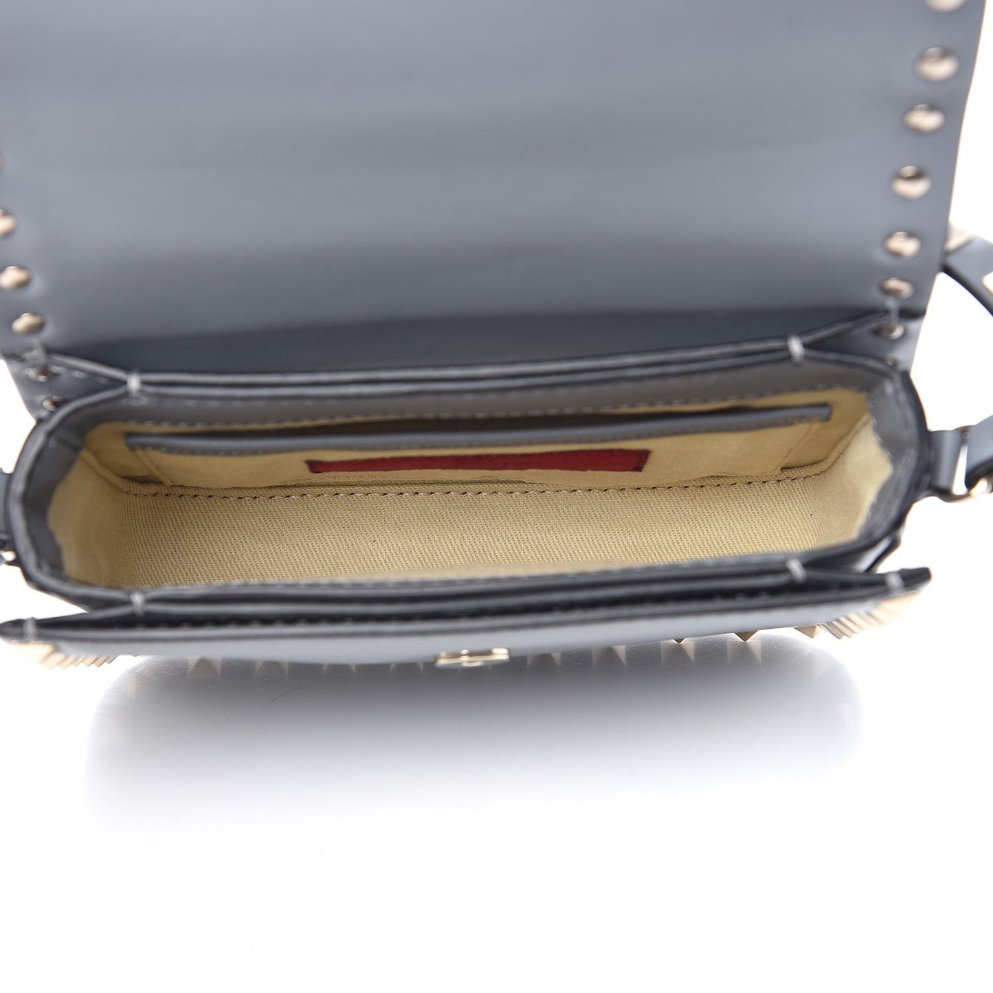 Vitello Rockstud Flap Crossbody Bag Stone
