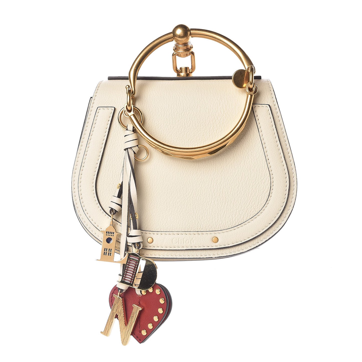 Calfskin Suede Small Nile Bracelet Bag Off White