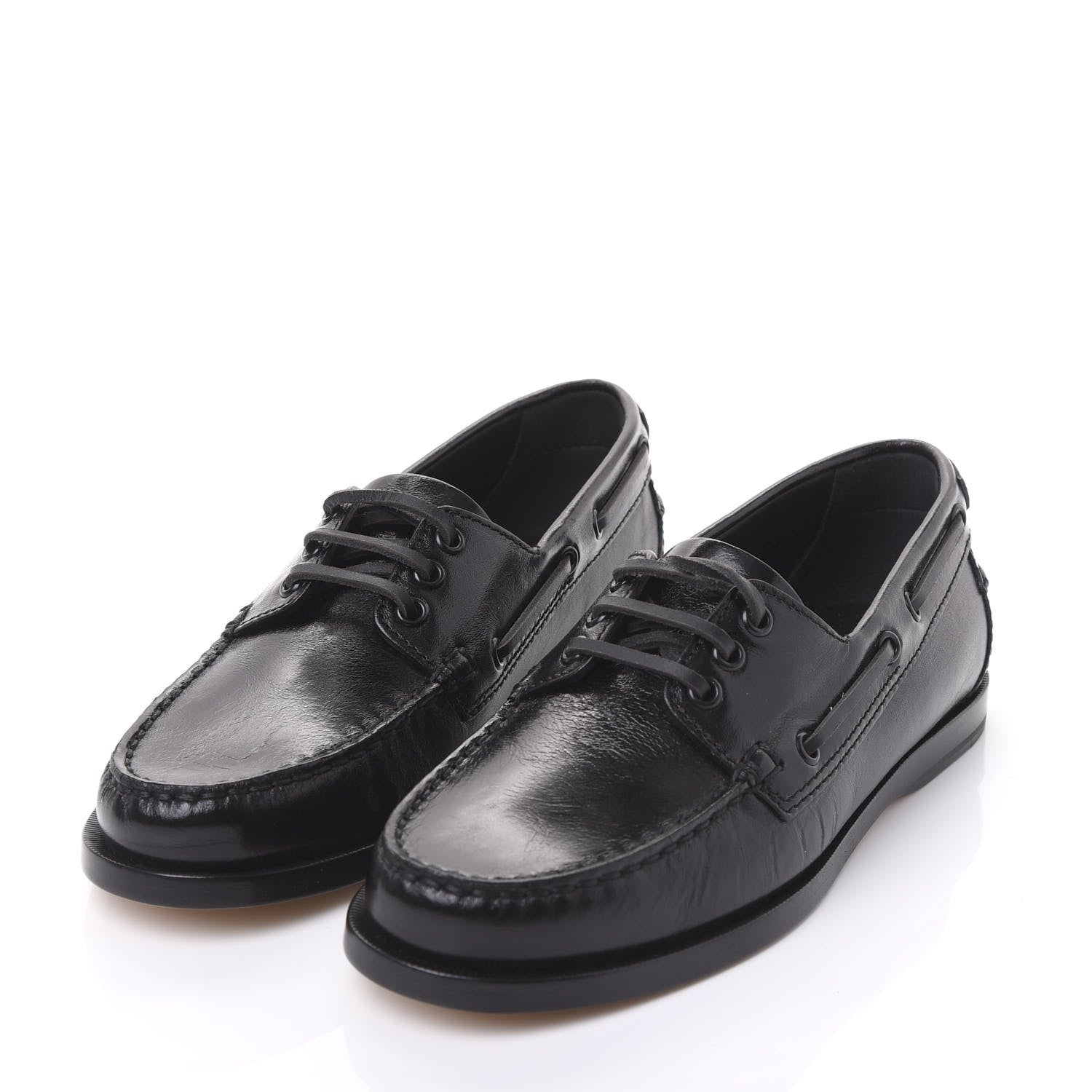Saint Laurent Moroder Calfskin Mens Deck 20 Loafers 39 Black 3 of 9