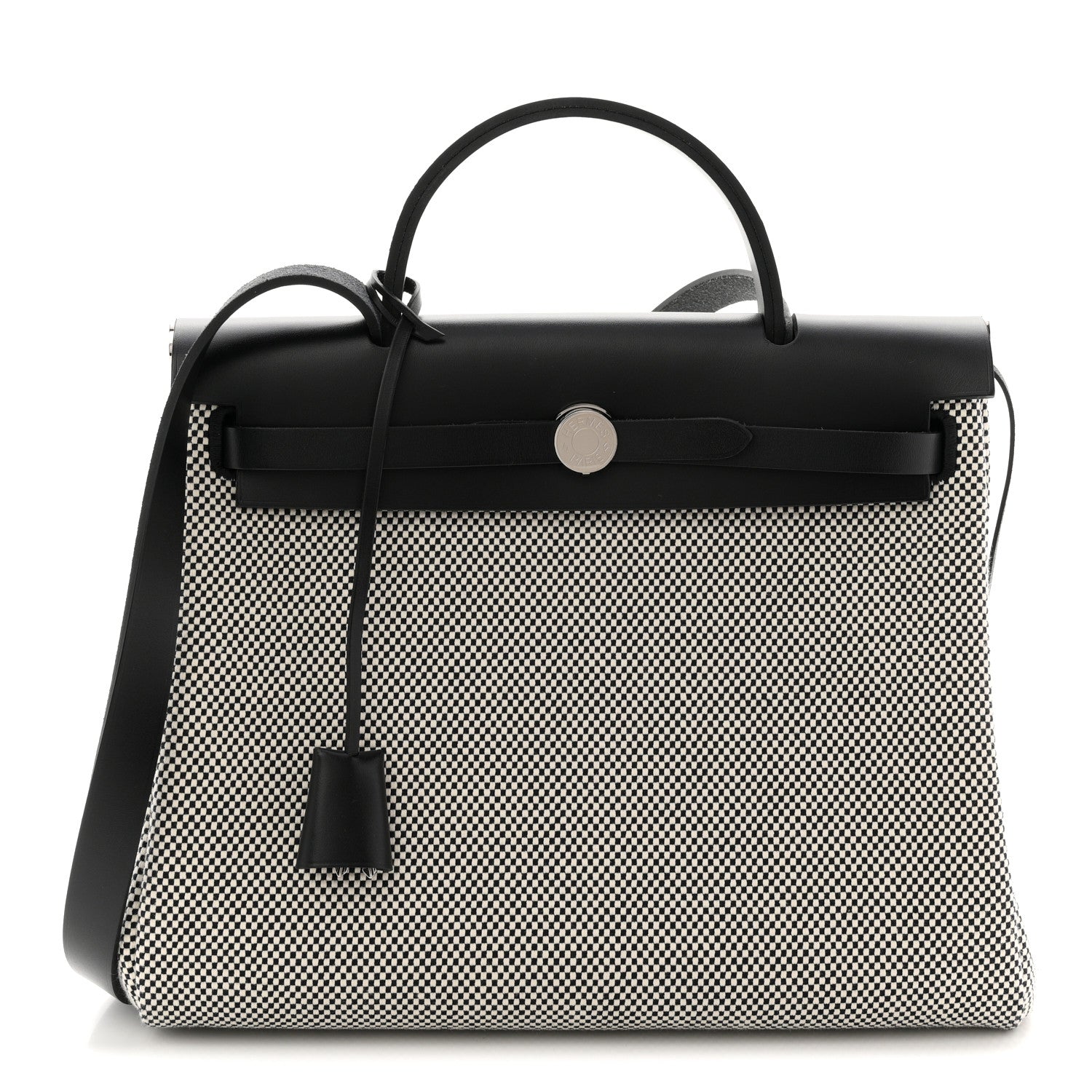 Hermes Vache Hunter Criss Viking Herbag Zip Retourne 31 PM Ecru Black 1 of 19