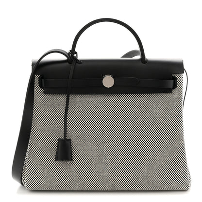 Hermes Vache Hunter Criss Viking Herbag Zip Retourne 31 PM Ecru Black 1 of 19