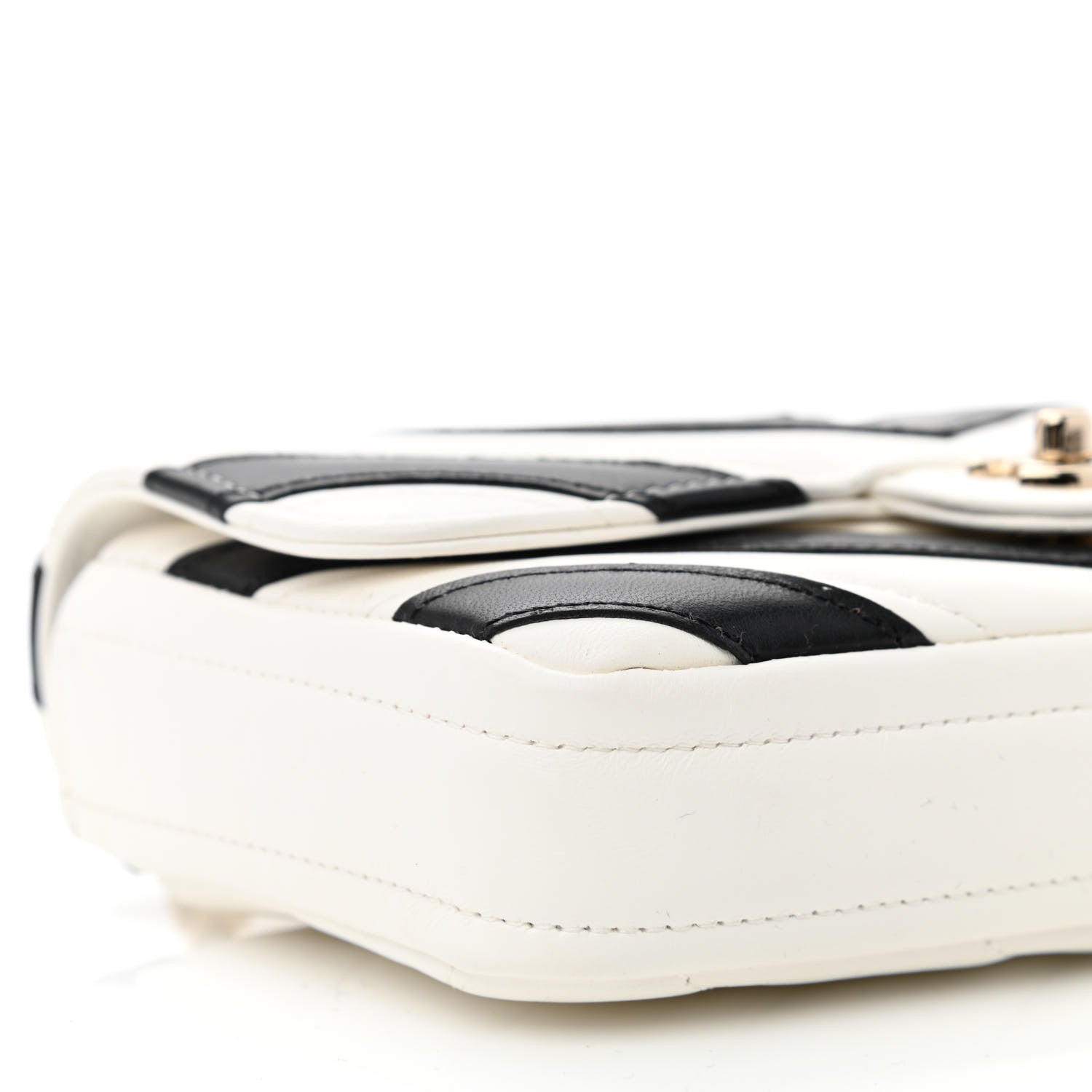 Chanel Lambskin Chevron Stitched Flap White Black 9 of 10