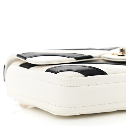 Chanel Lambskin Chevron Stitched Flap White Black 9 of 10