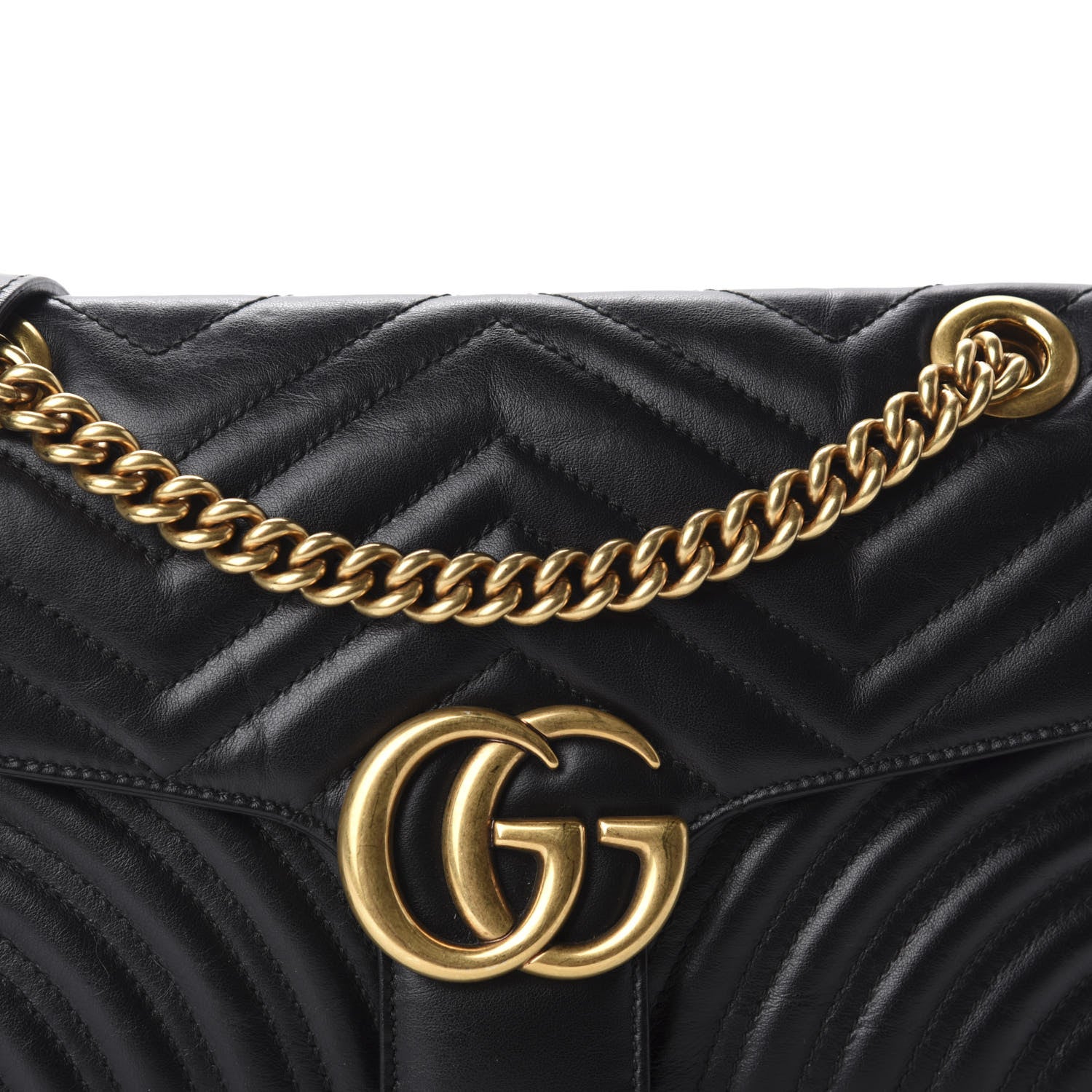 Gucci Calfskin Matelasse Small GG Marmont Shoulder Bag Black 10 of 10