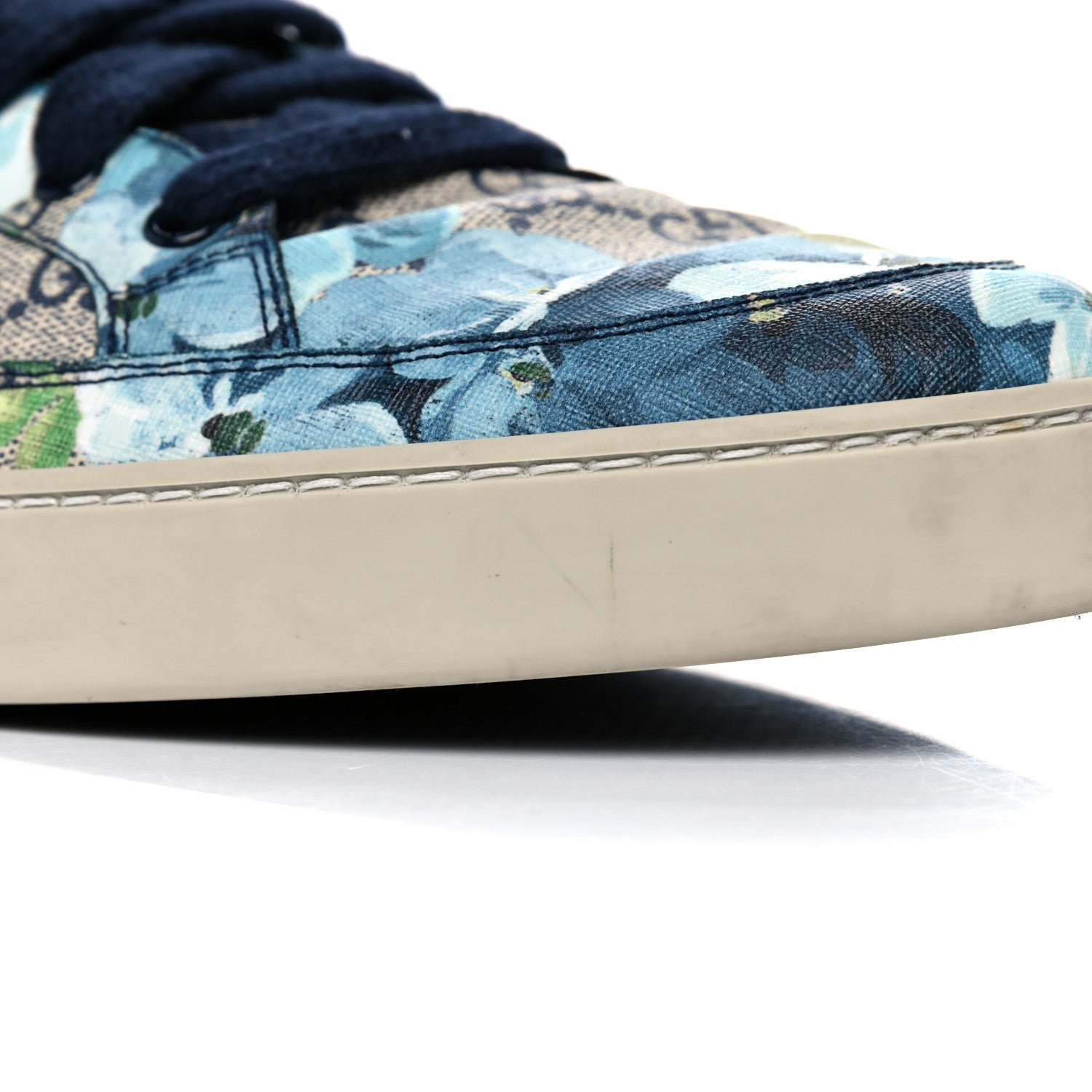 Gucci GG Supreme Monogram Blooms Mens High Top Sneakers 12 Beige Blue 12 of 14