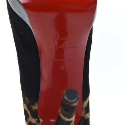 Christian Louboutin Pony Hair Suede Miss Poppins 140 Peep Toe Platform Booties 36 Version Leopard 8 of 8