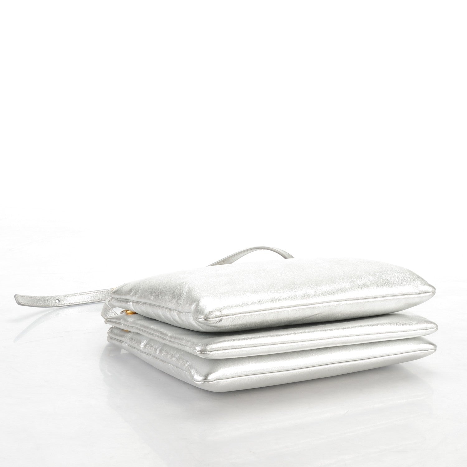 Celine Laminated Smooth Lambskin Large Trio Crossbody Bag Silver 4 of 7