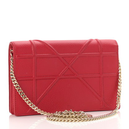 Christian Dior Grained Calfskin Diorama Wallet on Chain Pouch Rouge Vif 3 of 12