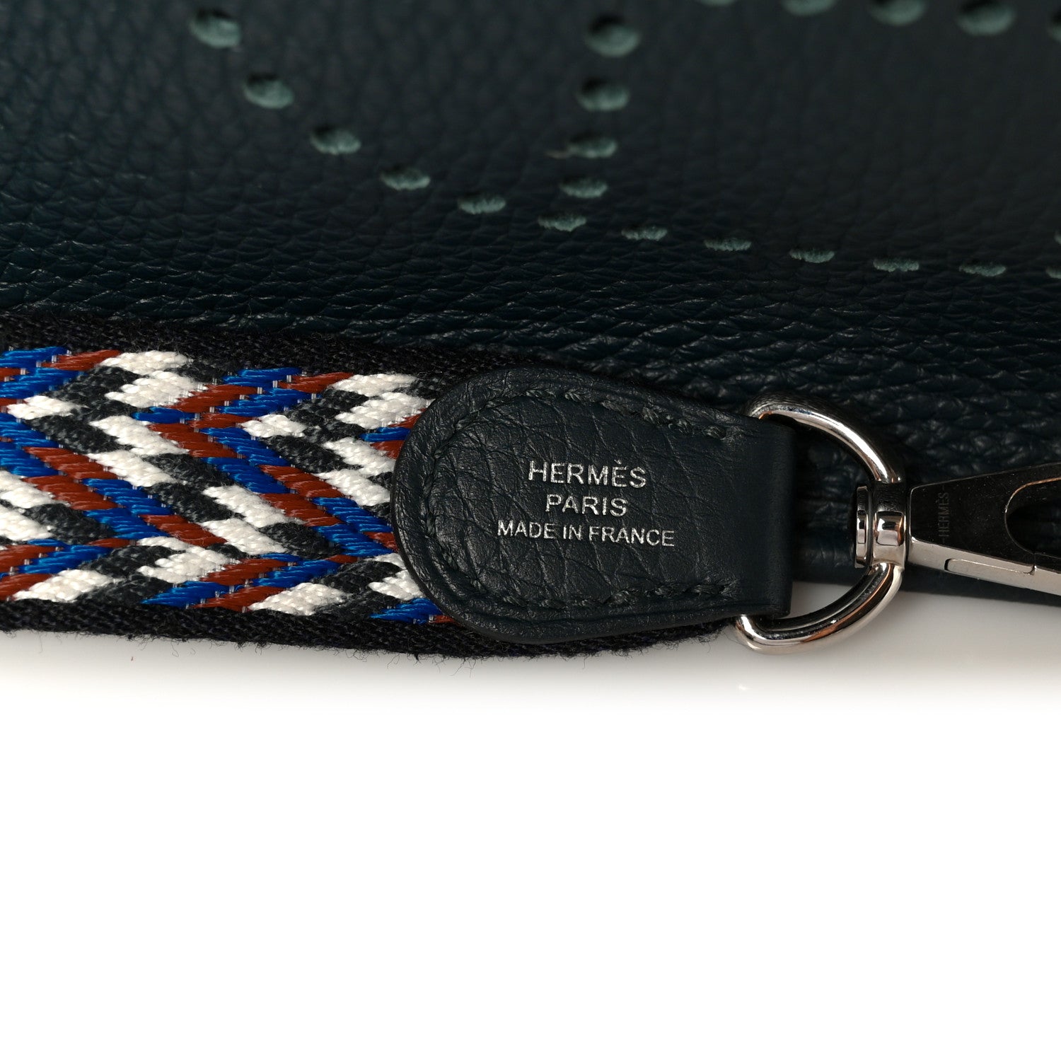 Hermes Taurillon Clemence Zigzag Evelyne TPM Vert Cypress Black Deep Bleu 8 of 11