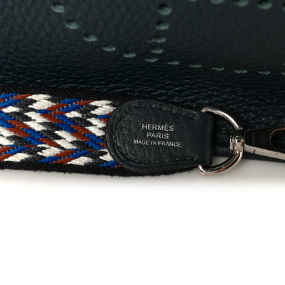 Hermes Taurillon Clemence Zigzag Evelyne TPM Vert Cypress Black Deep Bleu 8 of 11