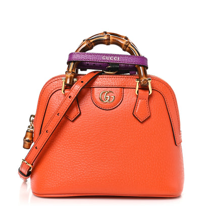 Gucci Textured Dollar Calfskin Mini Diana Dome Tote Bag Deep Orange Spicy Cyclamin 1 of 11