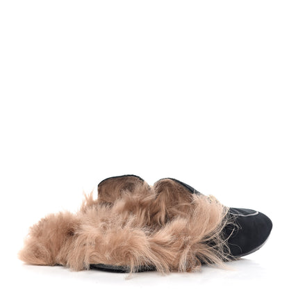 Gucci Velvet Fur Womens Princetown Slippers 41 Black 4 of 12