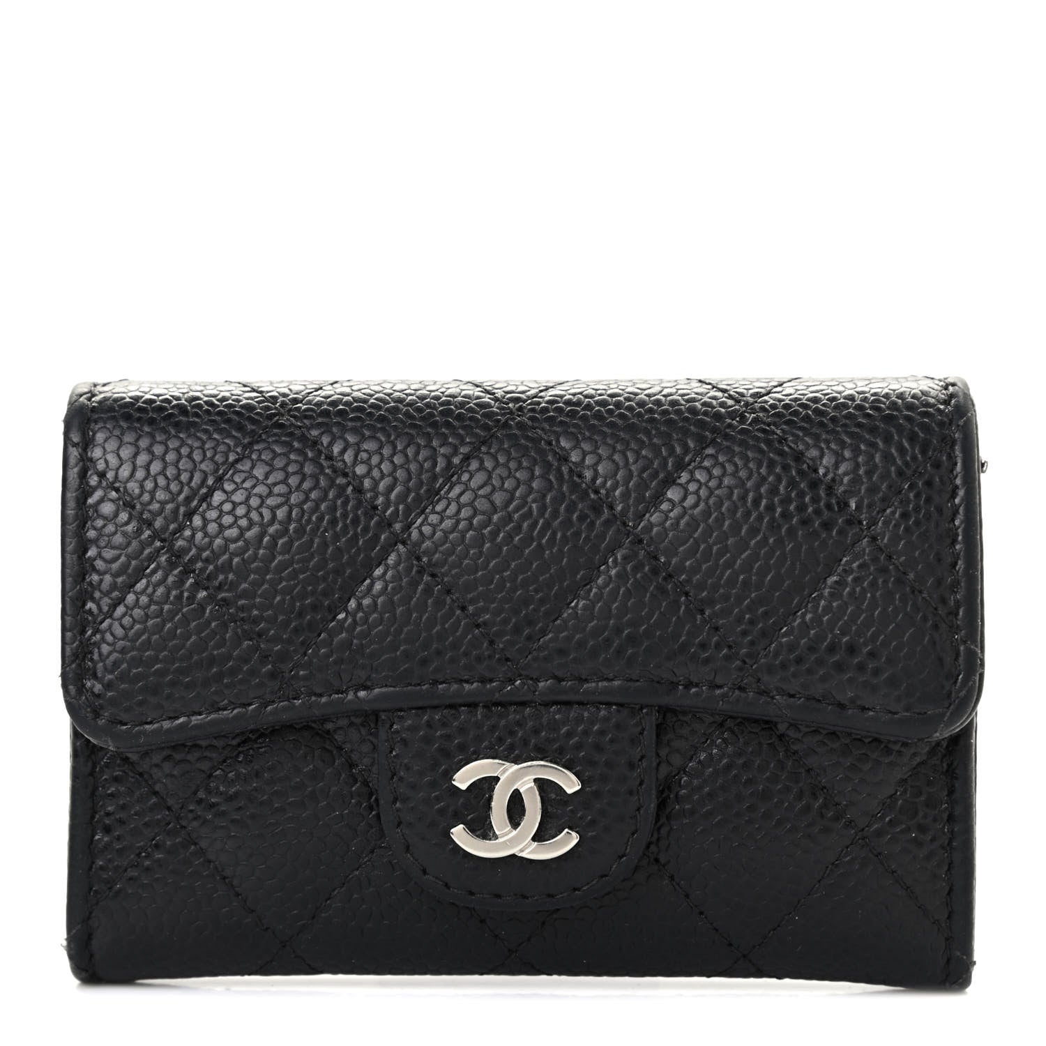 Chanel Caviar Quilted Flap Card Holder Wallet Black 1 of 8