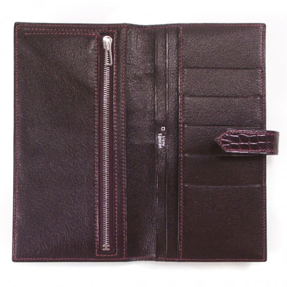 Crocodile Bearn Bi-Fold Wallet Brown