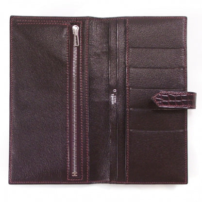 Hermes Crocodile Bearn Bi-Fold Wallet Brown 6 of 10