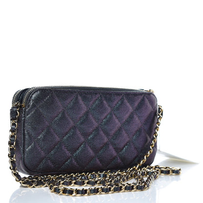 Chanel Iridescent Caviar Quilted Clutch With Chain Black 3 of 11