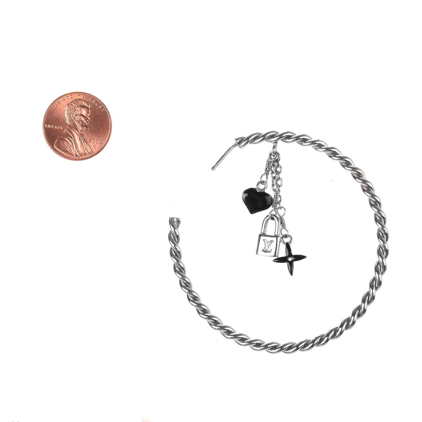 Sweet Monogram Creole Hoop Earrings Silver