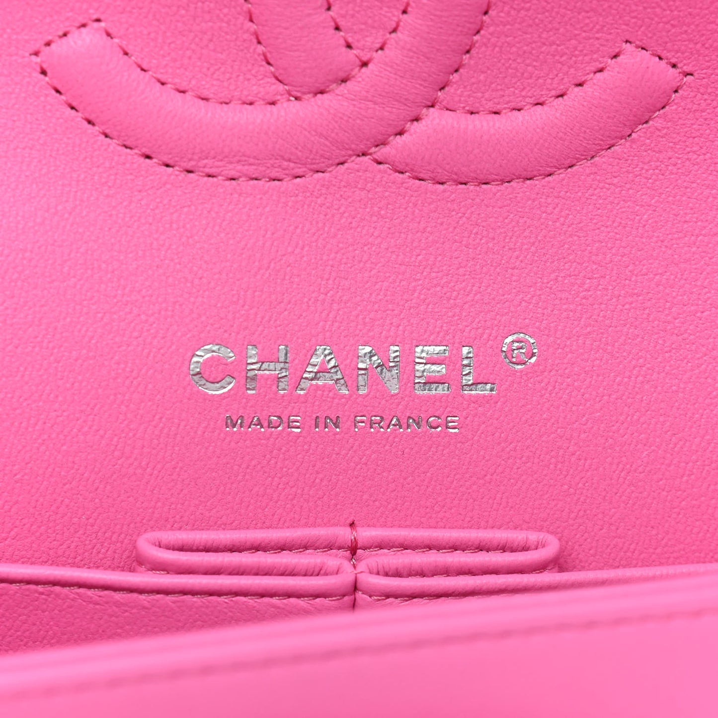 Lambskin Quilted Medium Double Flap Neon Pink