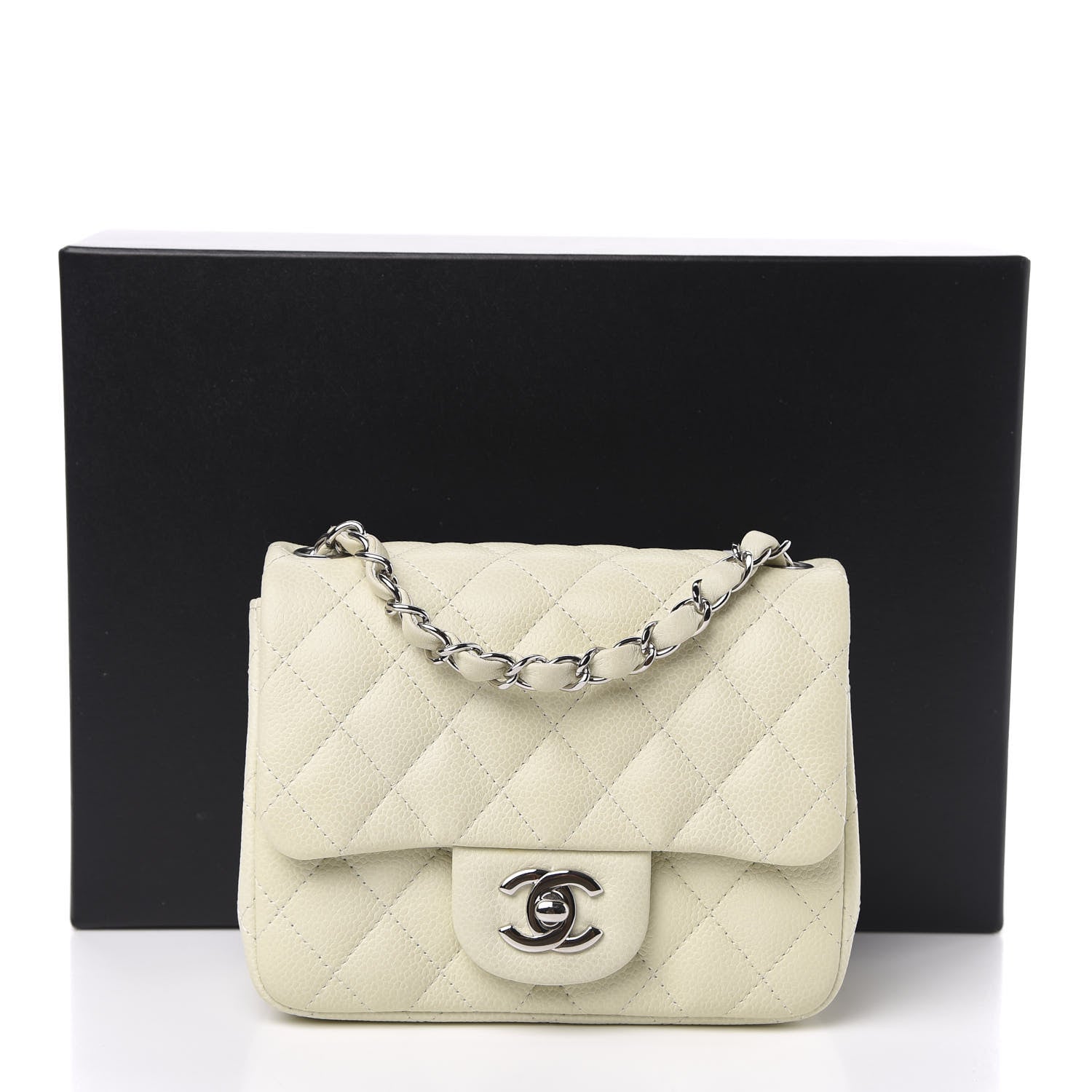 Chanel Caviar Quilted Mini Square Flap White 11 of 11