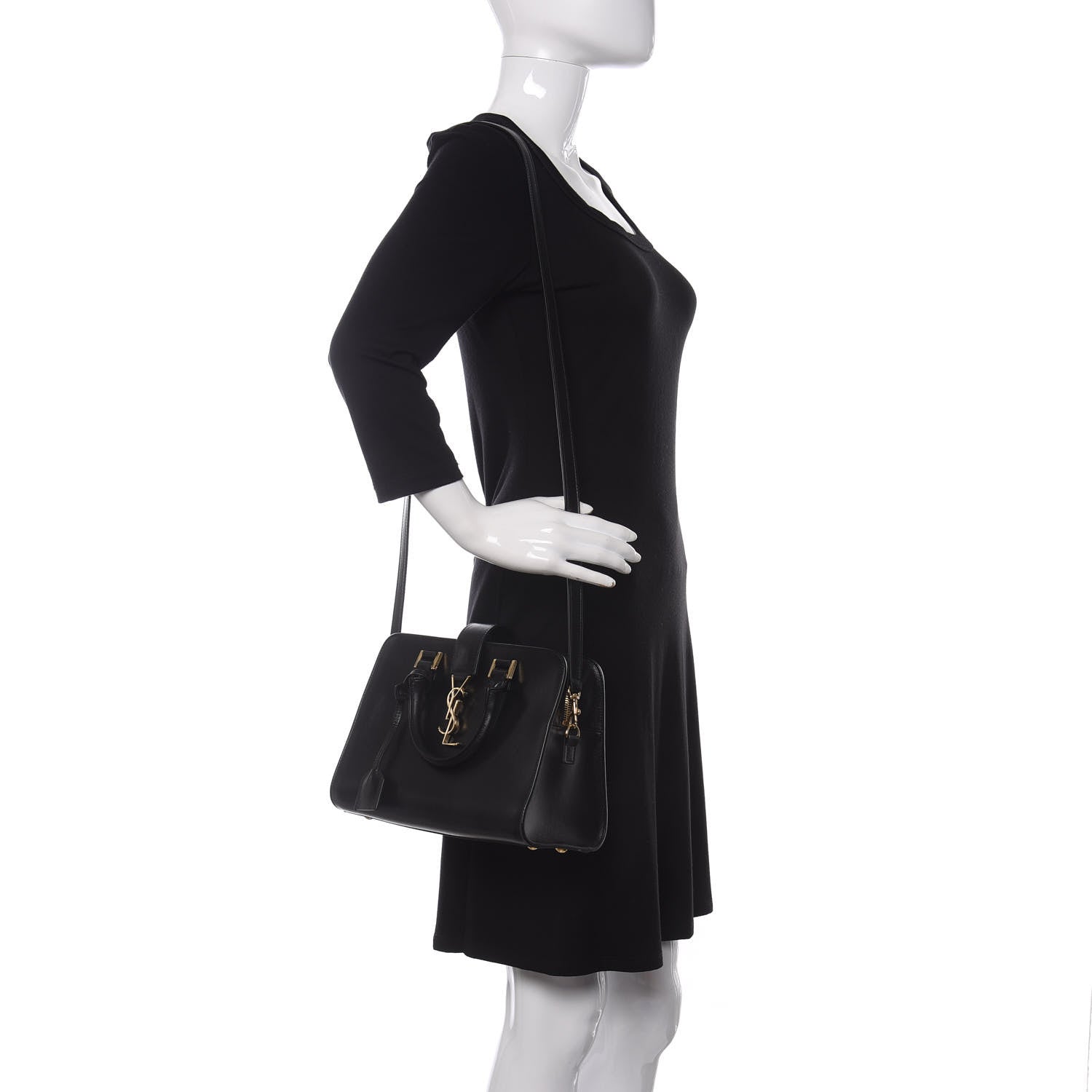 Saint Laurent Calfskin Monogram Baby Cabas Black 2 of 9