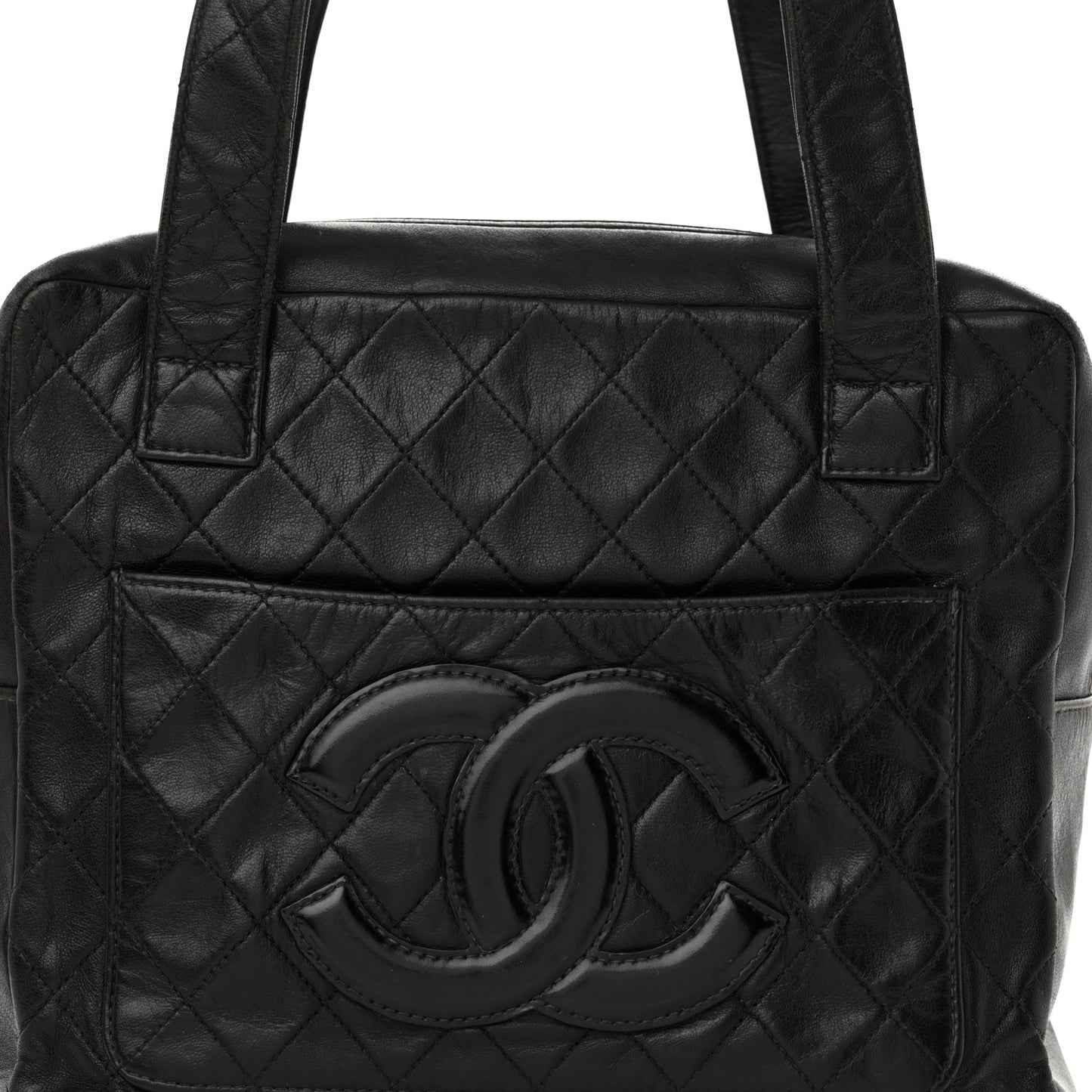 Lambskin Quilted CC Pocket Tote Black