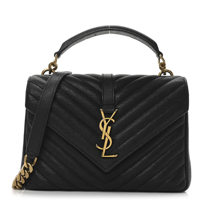 Saint Laurent Sheepskin Matelasse Chevron Monogram Medium College Bag Black 1 of 10