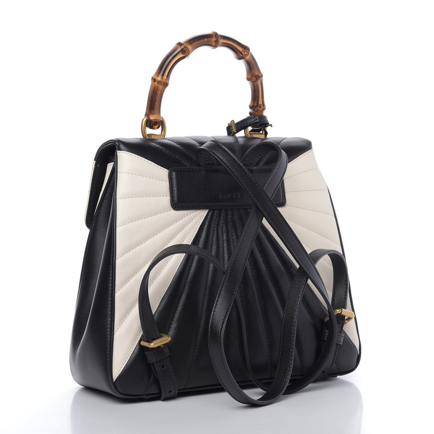 Calfskin Bamboo Trapuntata Queen Margaret Backpack Mystic White Black